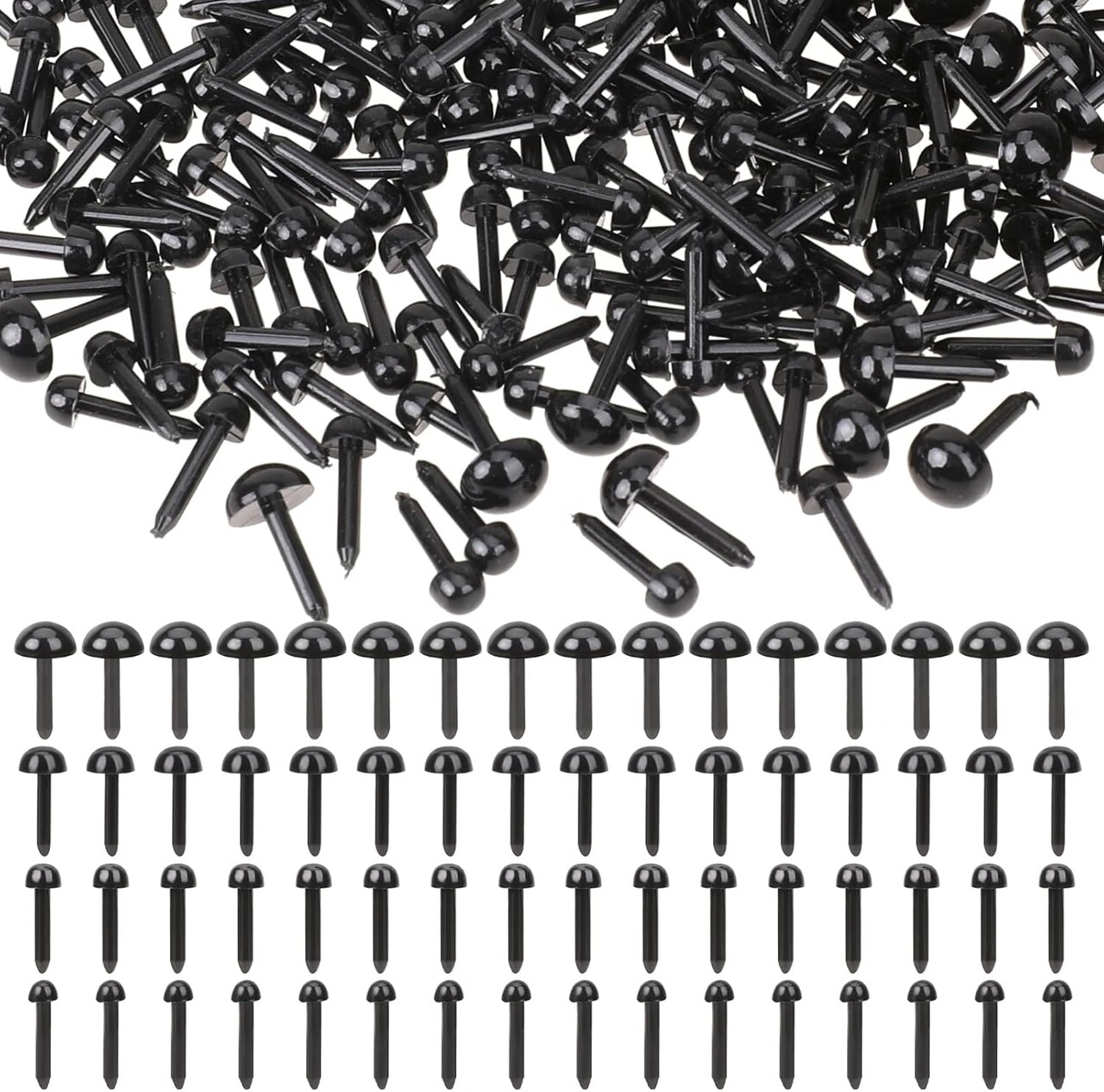 Small Safety Eyes for Crocheting – 500PCS Mini Plastic Doll Eyes for Amigurumi, Needle Felting, Stuffed Animals, Bears, Dolls & Plush Toys (3mm–6mm, Black)